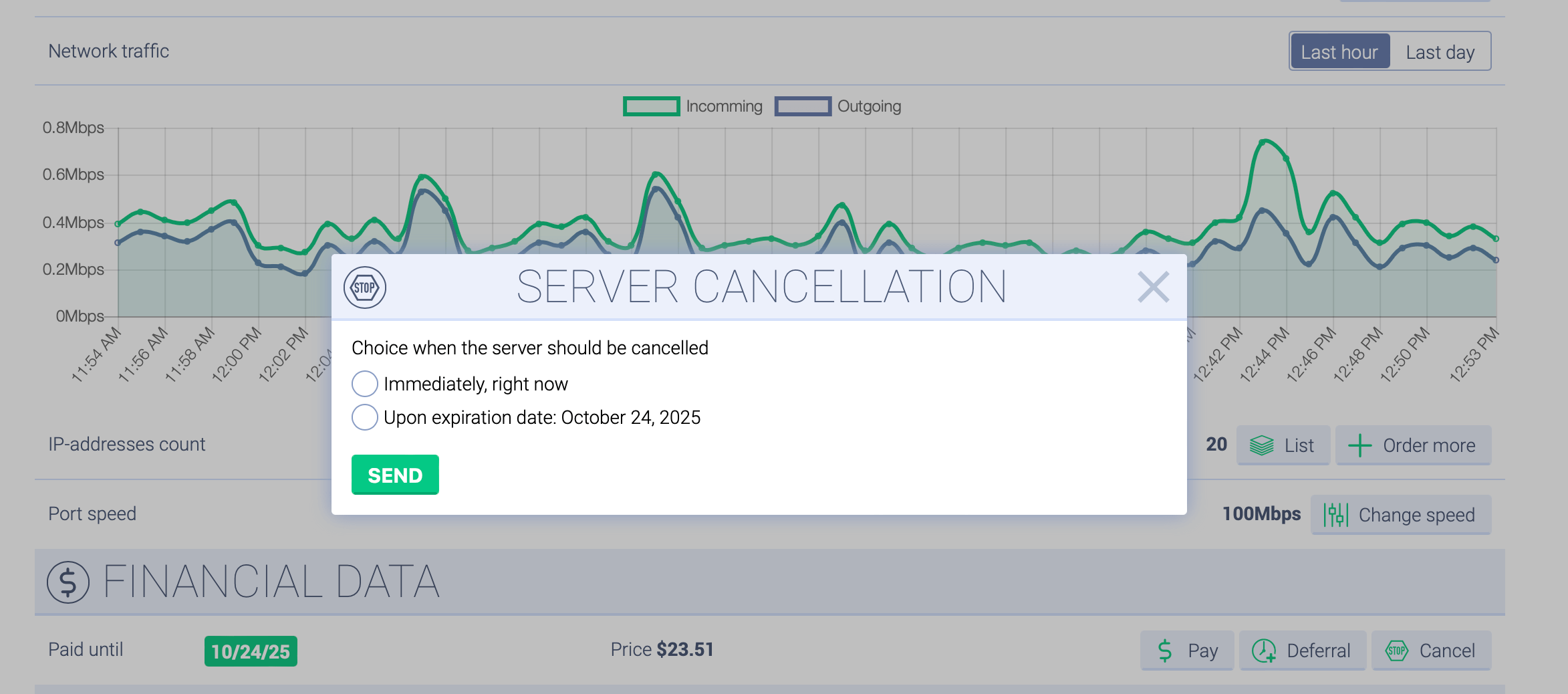 Server cancellation