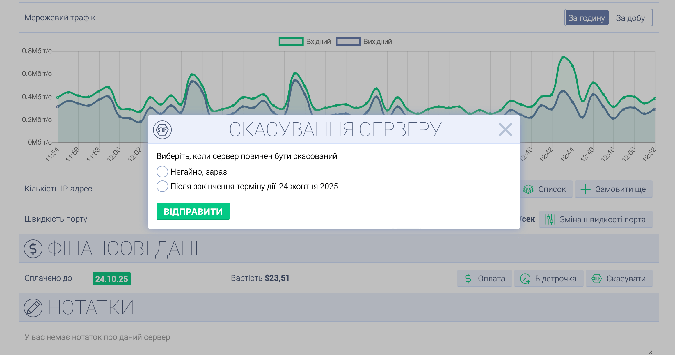 Скасування серверу